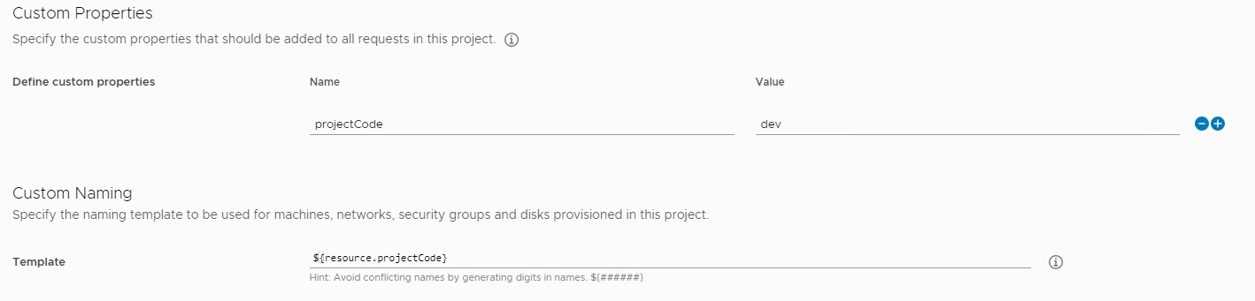 Project custom properties