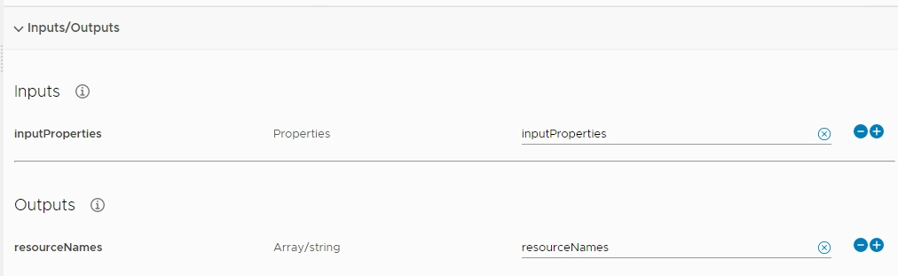 vRO Script Item Inputs/Outputs