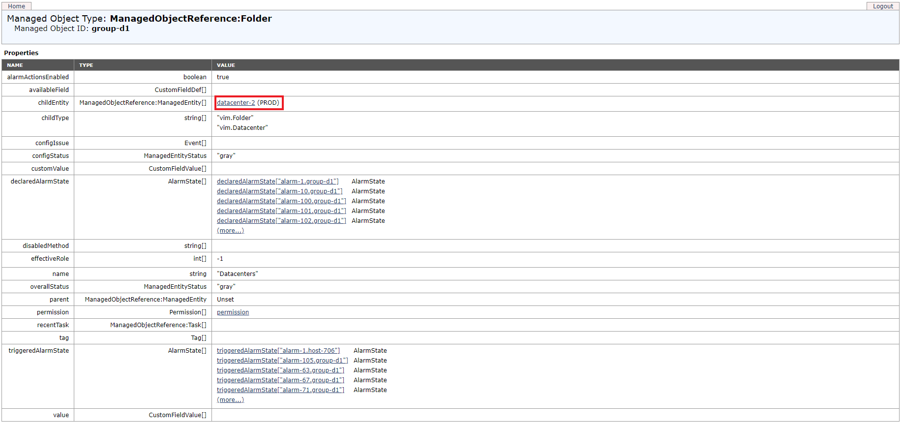 Top level Datacenter object