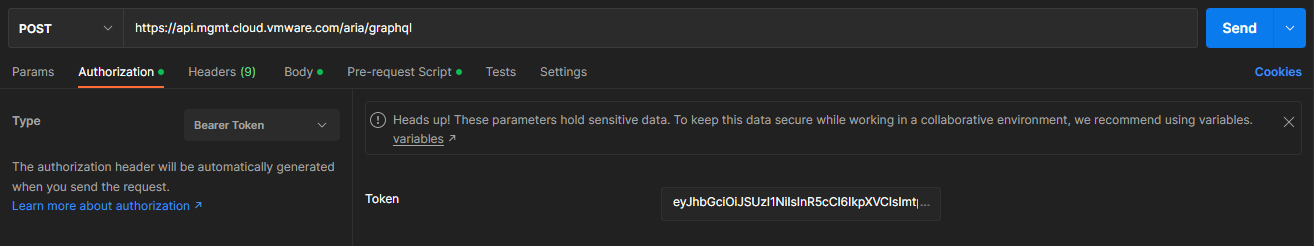 Set Authorization to Bearer Token
